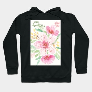 Happy Birthday Watercolor Bouquet | Watercolor Greeting Card Hoodie